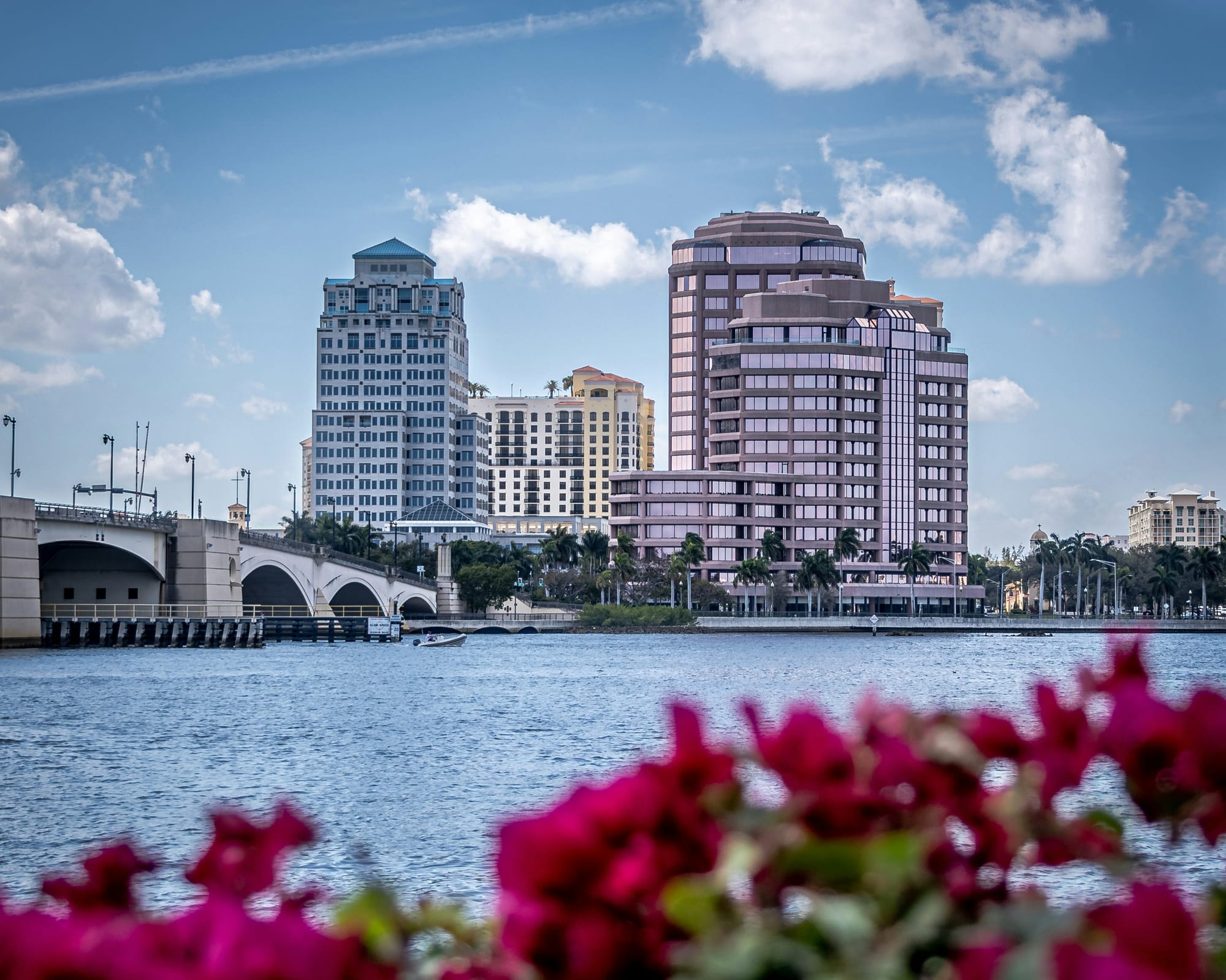 The West Palm Beach skyline across the Intracoastal from the Royal Park Bridge