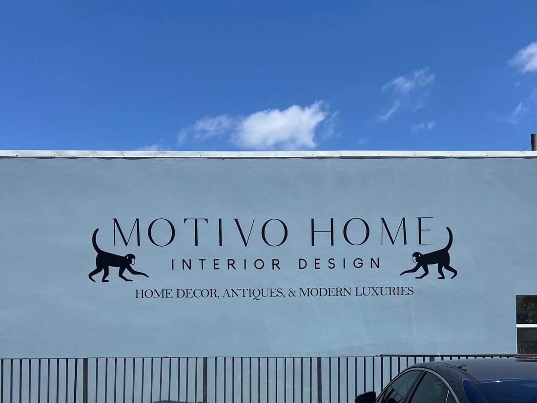 A painted wall sign for an interior design showroom